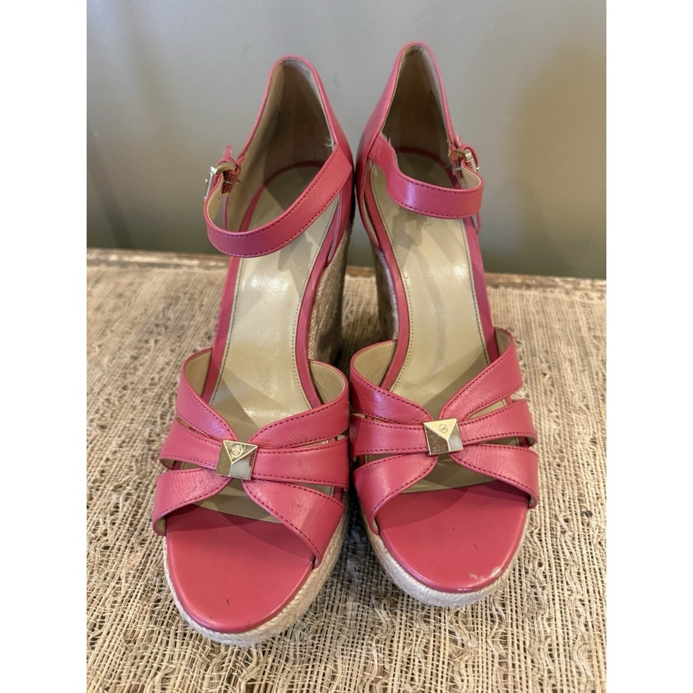 Michael Kors Heels Womens‎ 10M Flora Strappy Wedge Espadrille Coral Pink - Picture 10 of 13